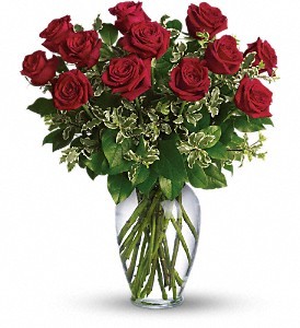 Valentine's Day LS Dozen Red Roses Vase